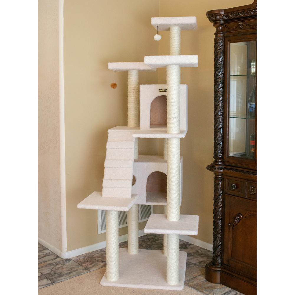 Real Wood Cat Tree In Ivory, Jackson Galaxy Approved, Multi Levels With Ramp. Picture 4