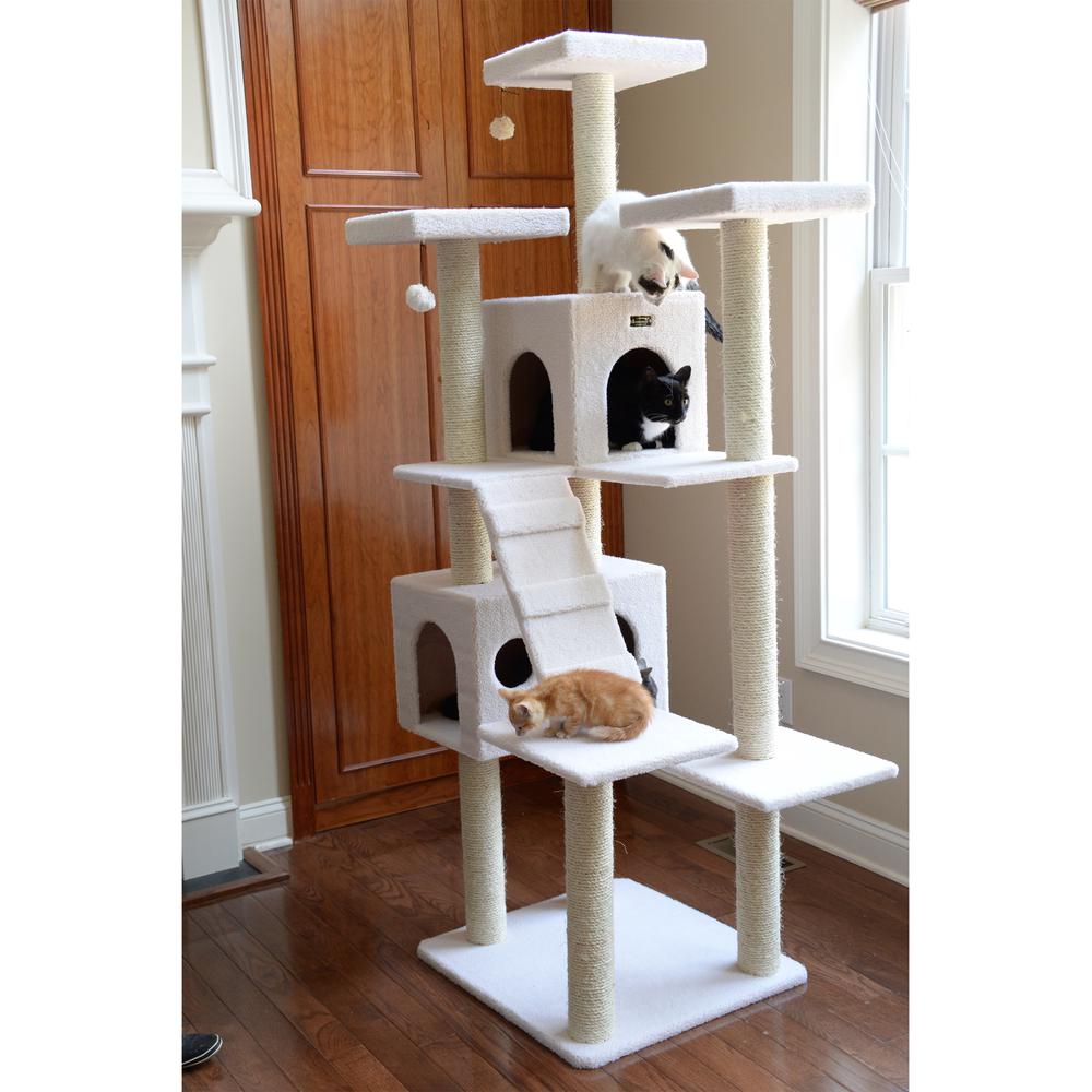 Real Wood Cat Tree In Ivory, Jackson Galaxy Approved, Multi Levels With Ramp. Picture 5