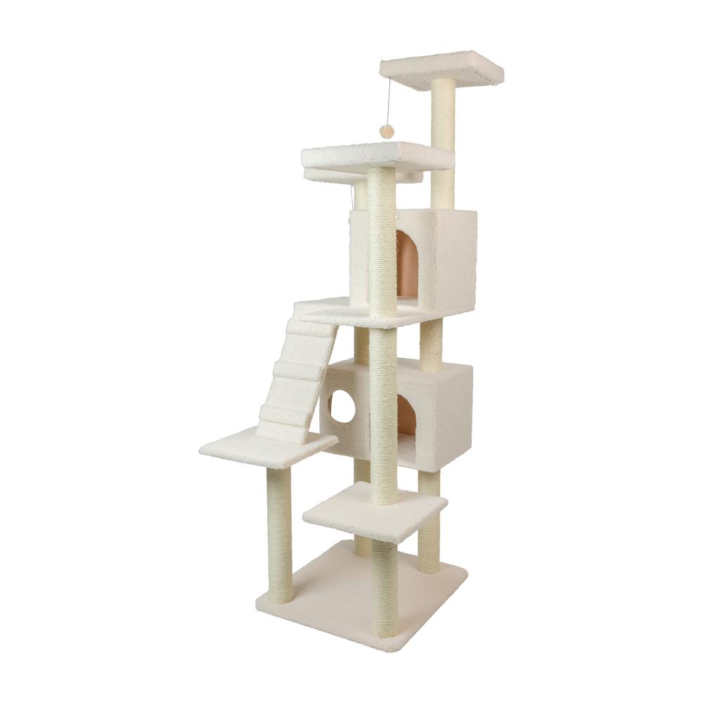 Real Wood Cat Tree In Ivory, Jackson Galaxy Approved, Multi Levels With Ramp. Picture 10