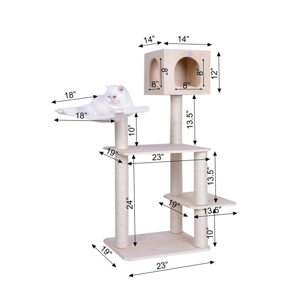 Real Wood Premium Scots Pine, Solid Wood Cat Tree, 50" Tall. Picture 10