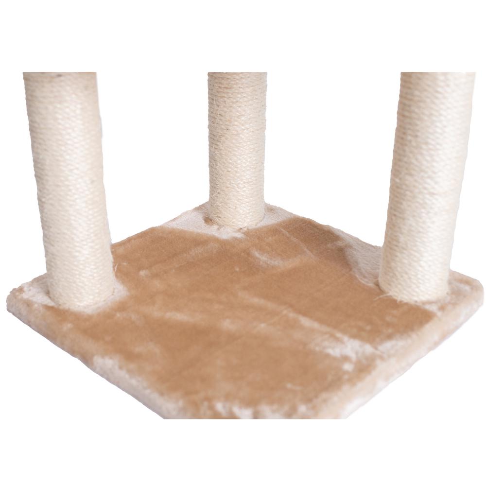 3 Levels Real Wood Cat Tower For Kittens Play 48 Height Beige. Picture 8