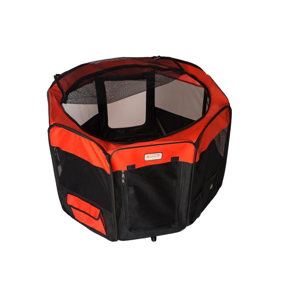 Portable Pet Playpen In Black And Red Combo Medium. Picture 11