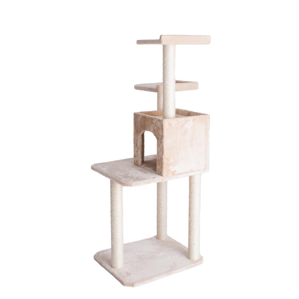 GleePet GP78571021 57-Inch Real Wood Cat Tree In Beige With Two-Door Condo. Picture 9