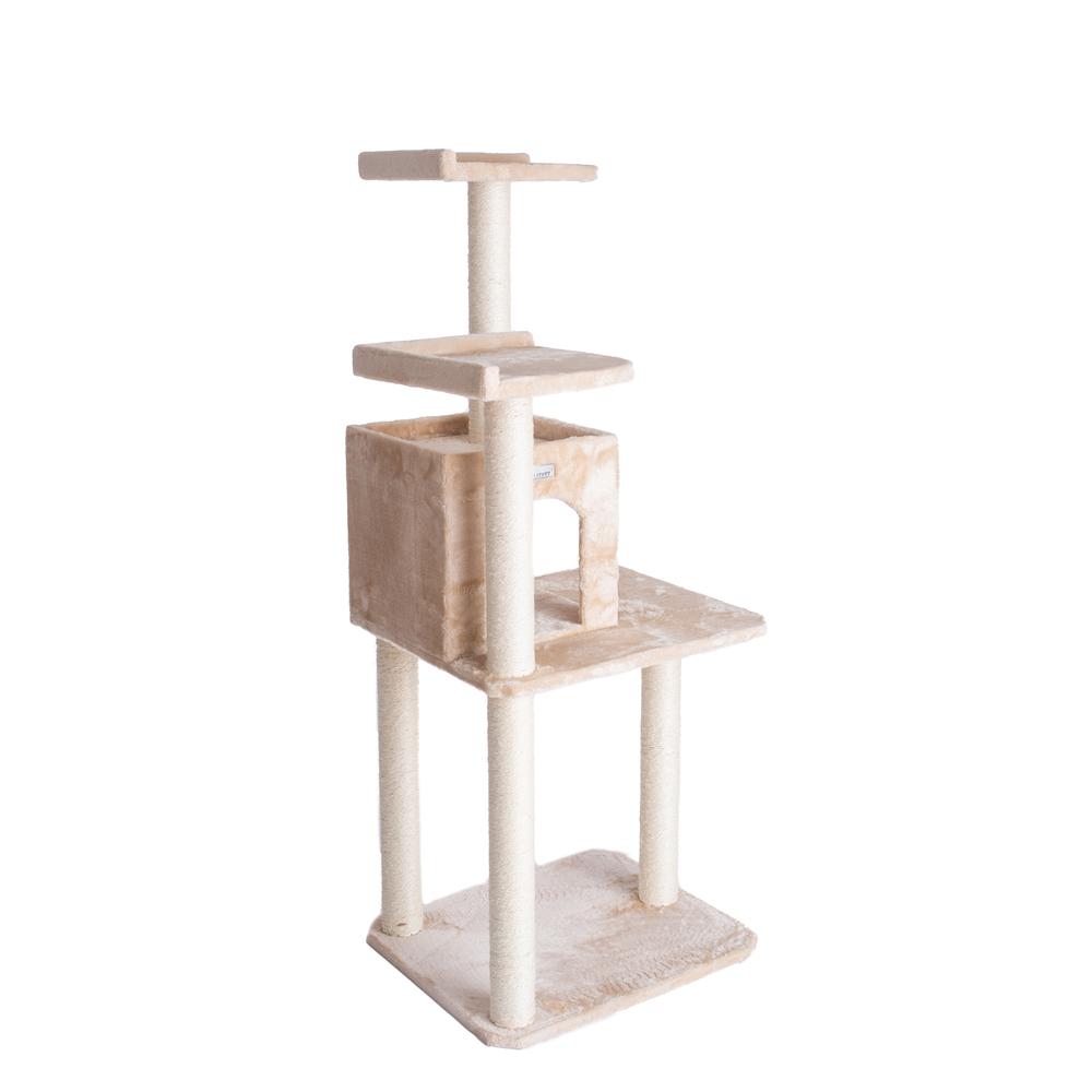GleePet GP78571021 57-Inch Real Wood Cat Tree In Beige With Two-Door Condo. Picture 8