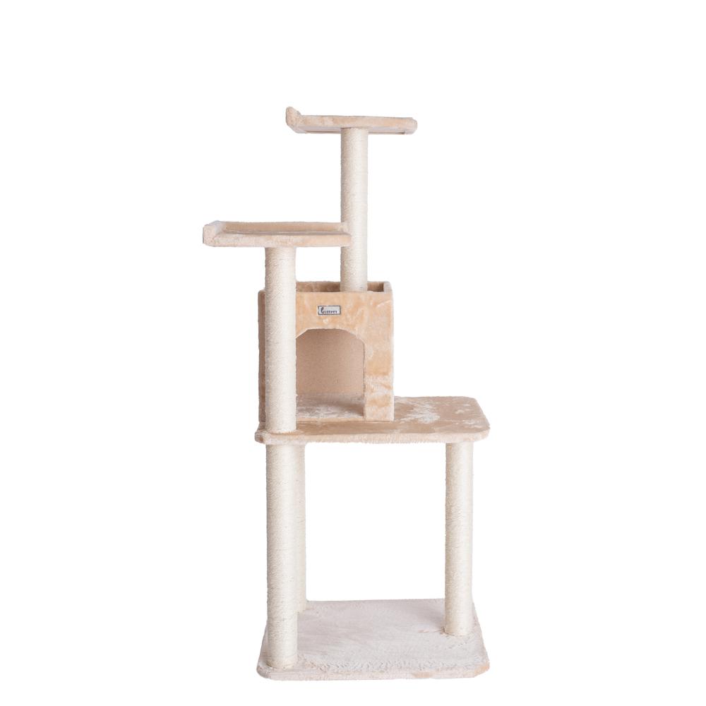 GleePet GP78571021 57-Inch Real Wood Cat Tree In Beige With Two-Door Condo. Picture 5