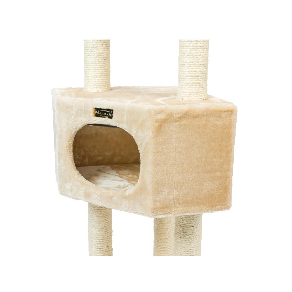 3 Tier Real Wood Cat Tree, Scratch Furniture, Beige. Picture 4