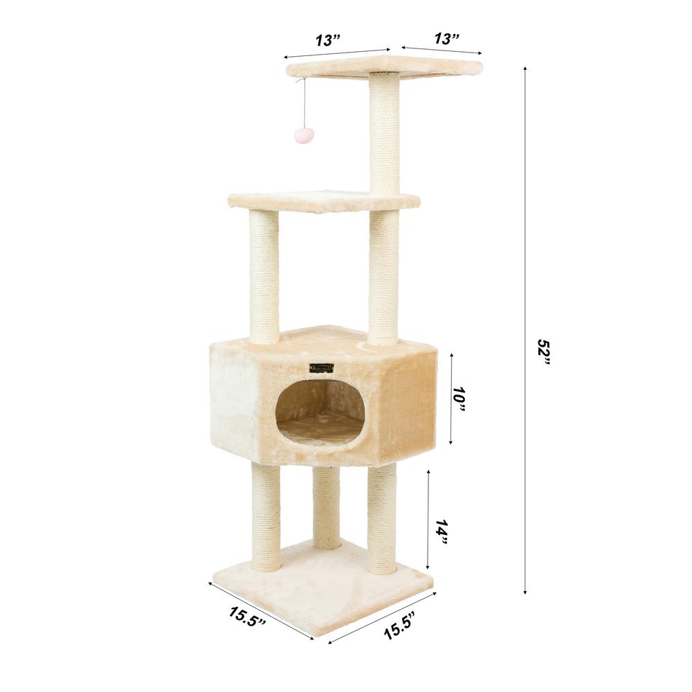 3 Tier Real Wood Cat Tree, Scratch Furniture, Beige. Picture 7