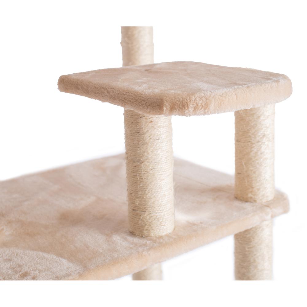 74-Inch Real Wood Cat Tree With Seven Levels, Beige. Picture 9