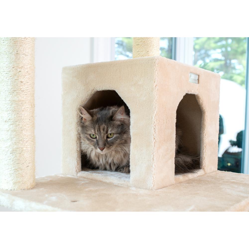 74-Inch Real Wood Cat Tree With Seven Levels, Beige. Picture 7