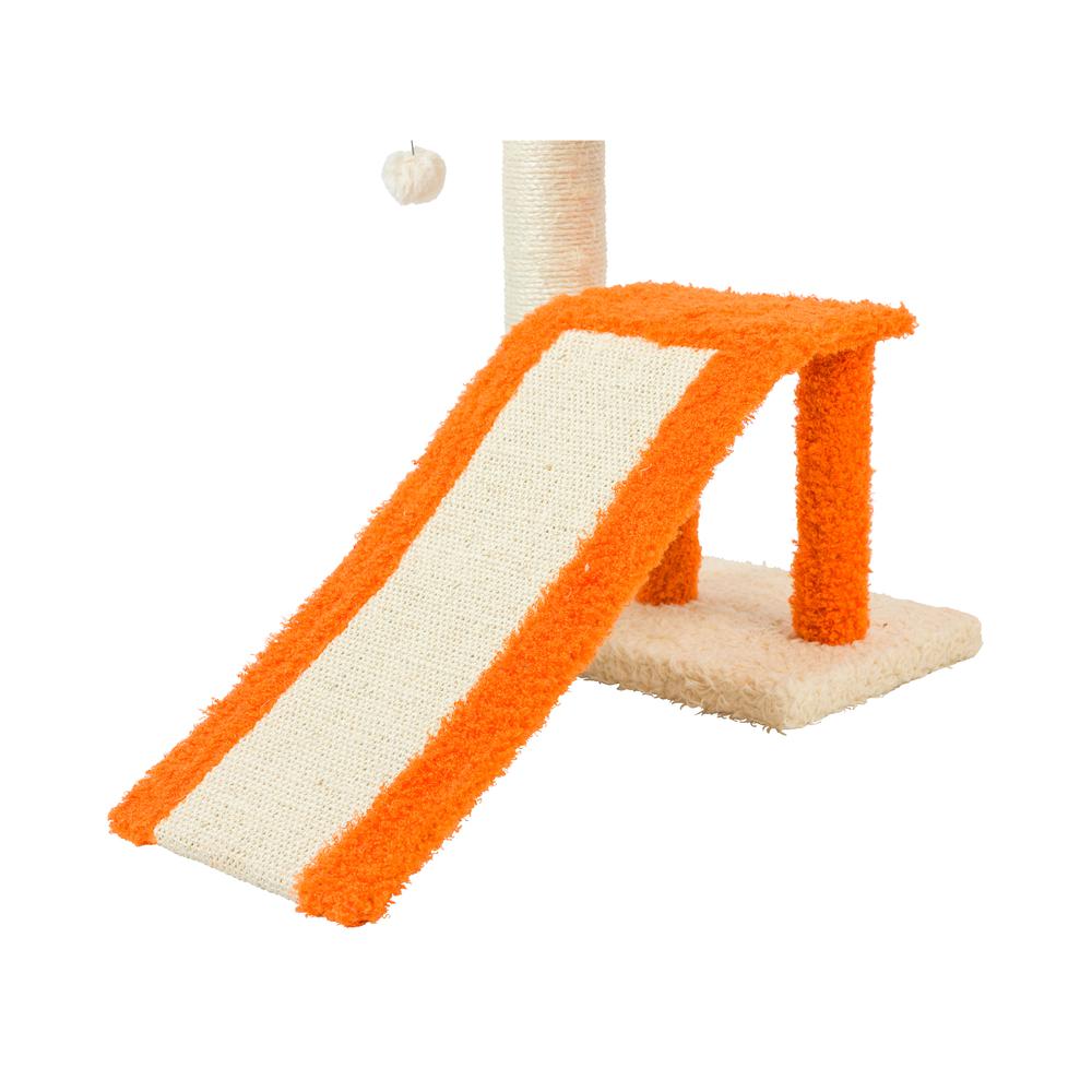 Two-Level Platform Real Wood Scratcher W Sisal Carpet Ramp. Picture 8