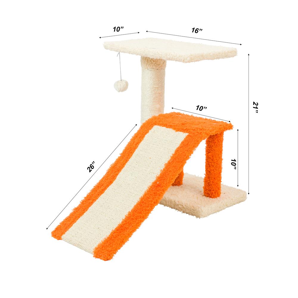 Two-Level Platform Real Wood Scratcher W Sisal Carpet Ramp. Picture 9