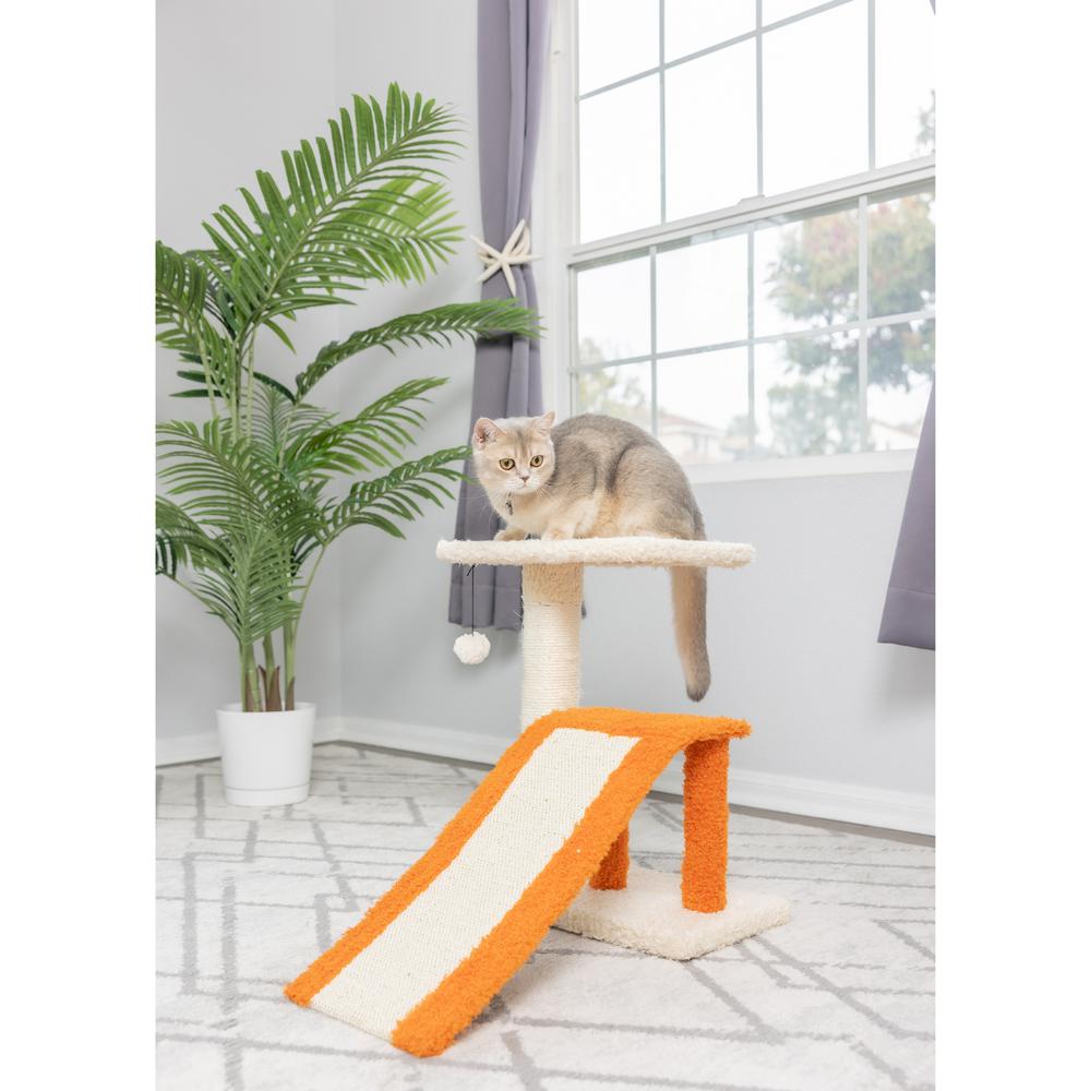 Two-Level Platform Real Wood Scratcher W Sisal Carpet Ramp. Picture 5