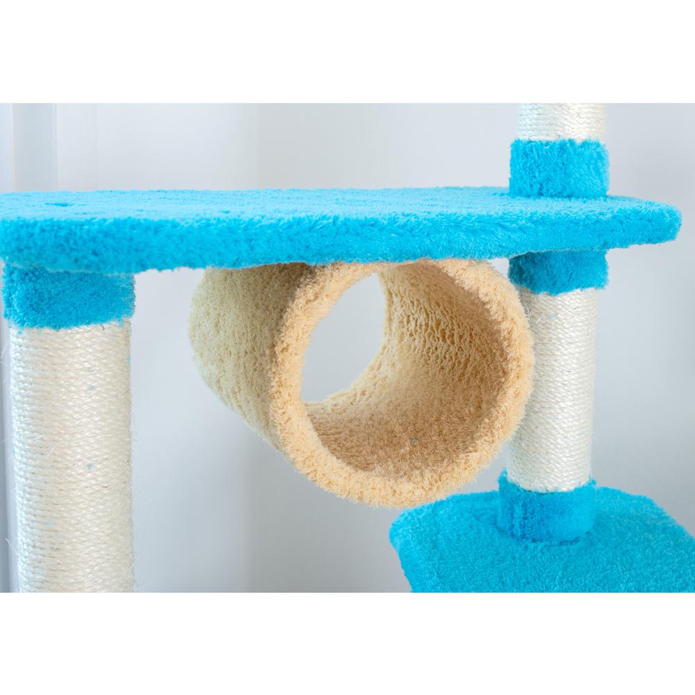 Real Wood Cat Climber, Cat Junggle Tree With Platforms,Skyblue. Picture 3