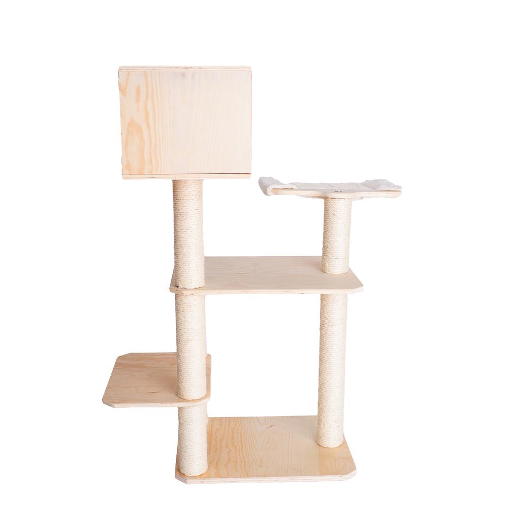 Real Wood Premium Scots Pine, Solid Wood Cat Tree, 50" Tall. Picture 8