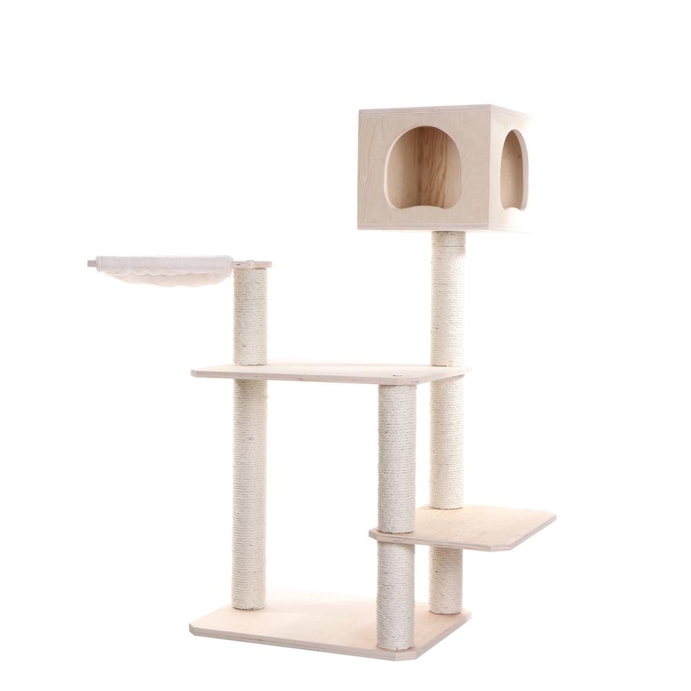 Real Wood Premium Scots Pine, Solid Wood Cat Tree, 50" Tall. Picture 2