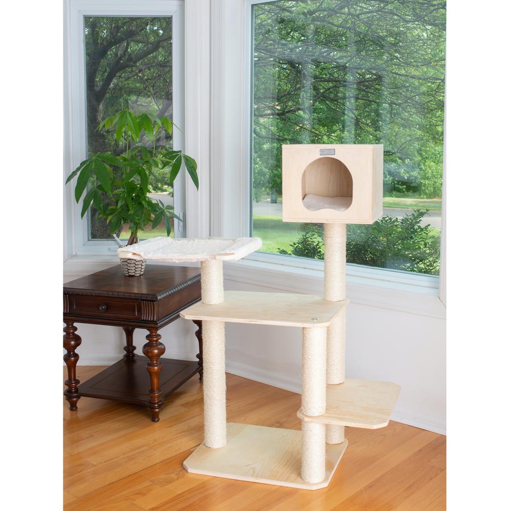 Real Wood Premium Scots Pine, Solid Wood Cat Tree, 50" Tall. Picture 3
