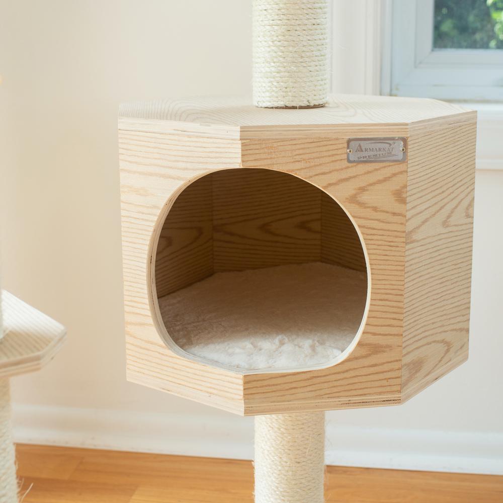 Real Wood Premium Scots Pine 54-Inch Cat Tree With Three Levels, Perch, Condo. Picture 7