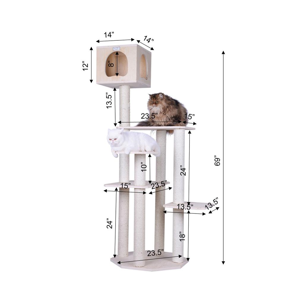 Armarkat Real Wood Premium Scots Pine 69-Inch Cat Tree with Five Levels, Perch, Condo. Picture 8