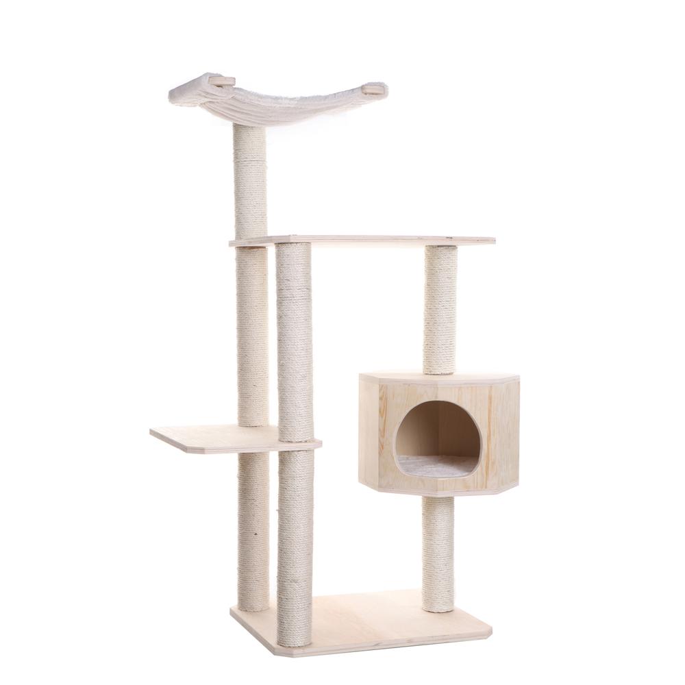 Real Wood Premium Scots Pine 54-Inch Cat Tree With Three Levels, Perch, Condo. Picture 2