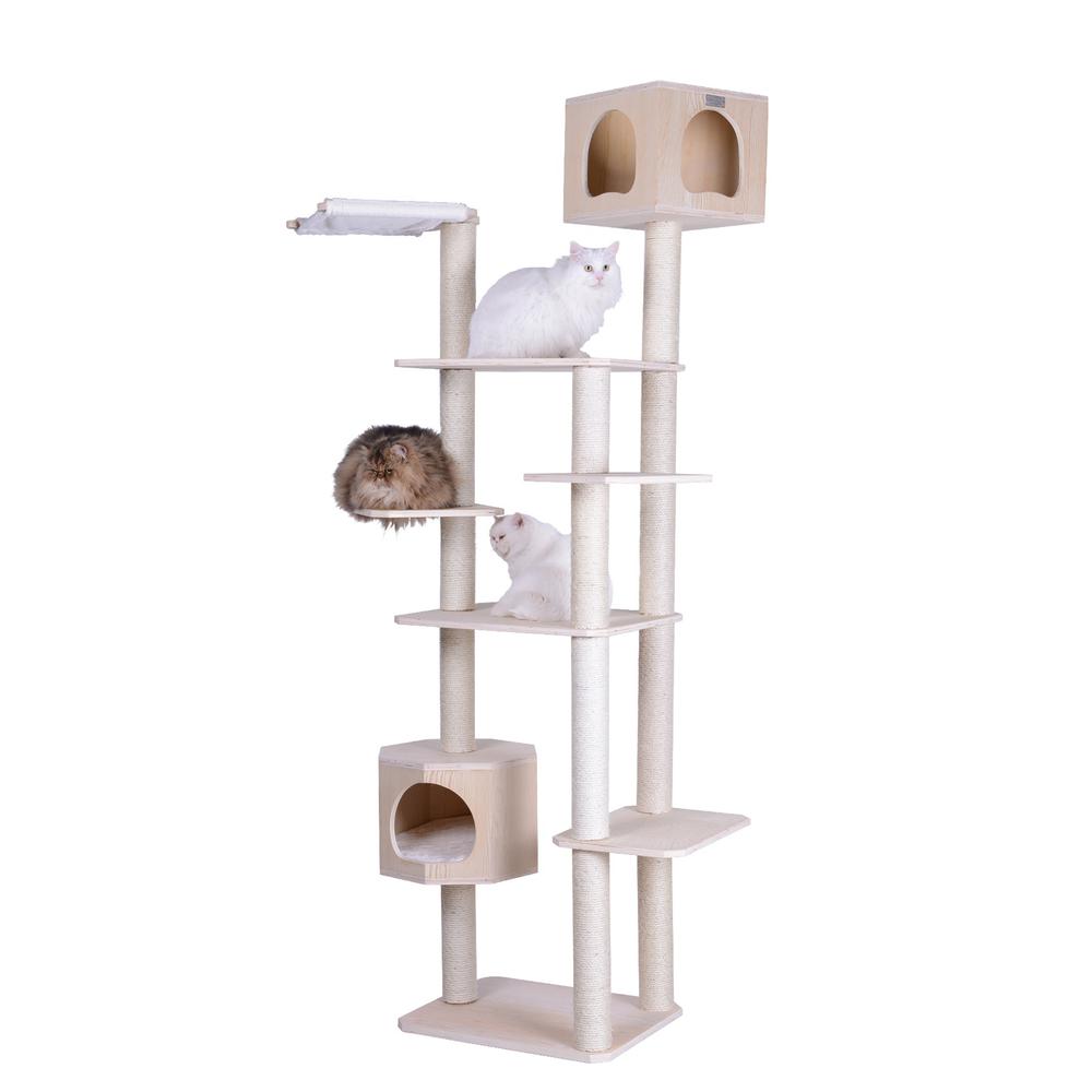 Real Wood Premium Scots Pine 89-Inch Cat Tree With Seven Levels, Two Playhouses. Picture 1