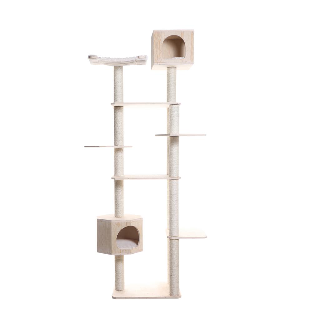 Real Wood Premium Scots Pine 89-Inch Cat Tree With Seven Levels, Two Playhouses. Picture 2