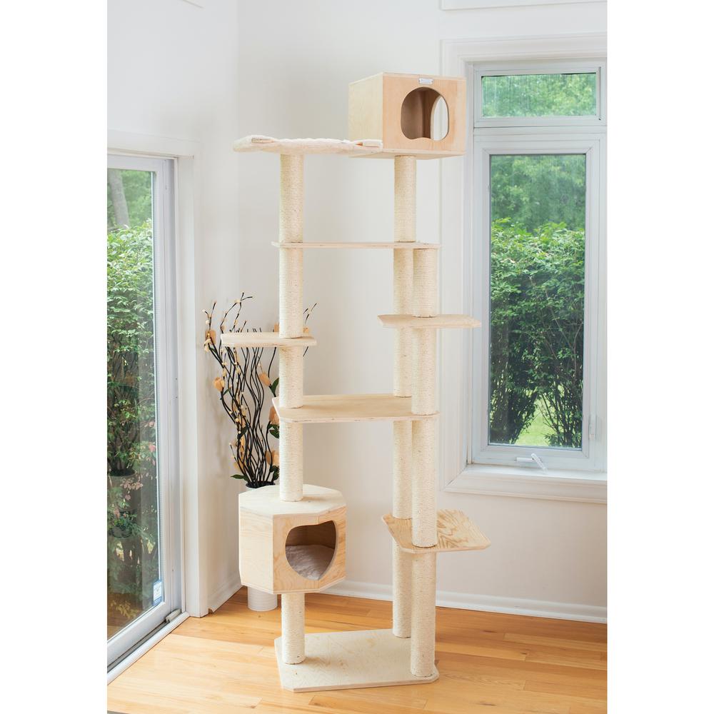 Real Wood Premium Scots Pine 89-Inch Cat Tree With Seven Levels, Two Playhouses. Picture 3