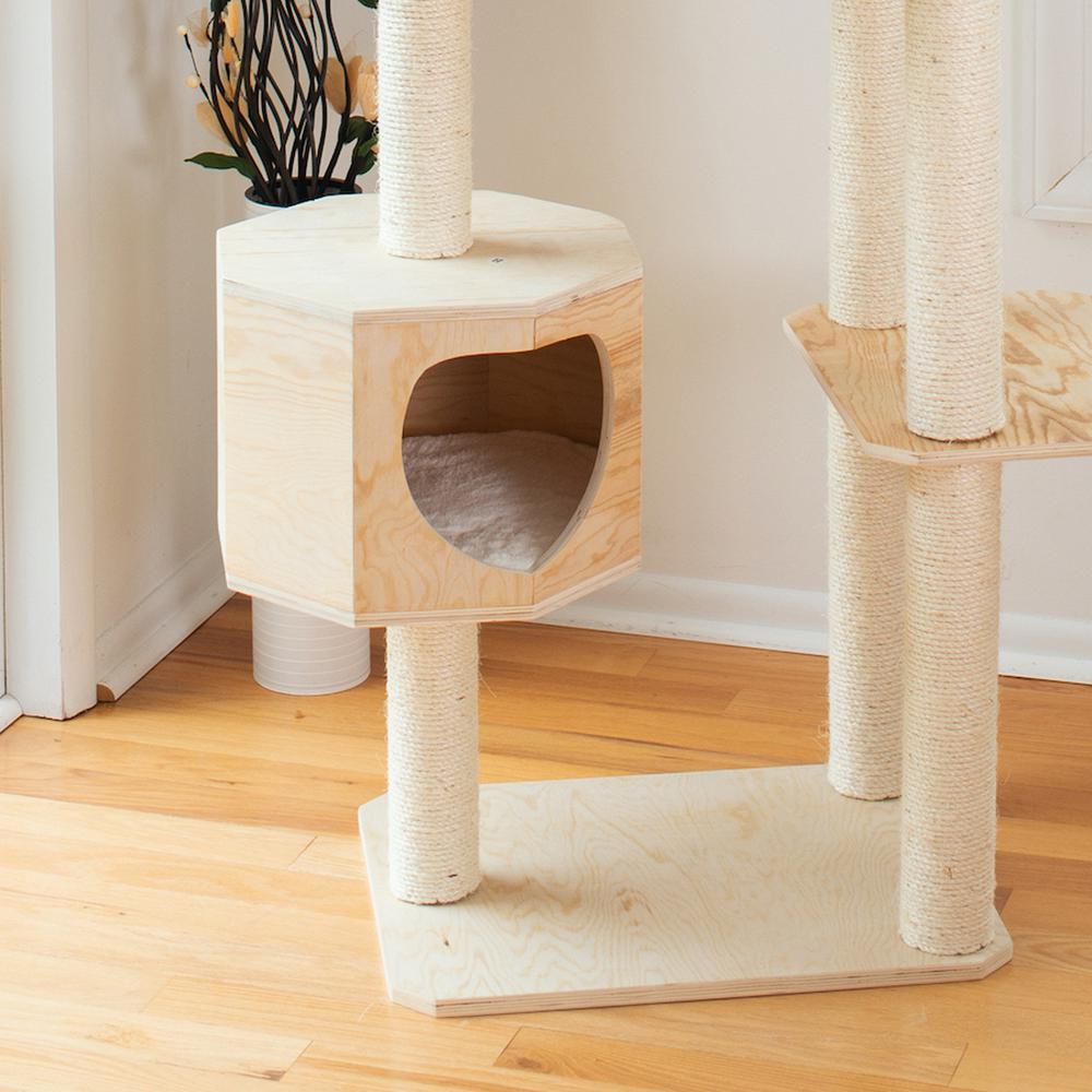 Real Wood Premium Scots Pine 89-Inch Cat Tree With Seven Levels, Two Playhouses. Picture 6