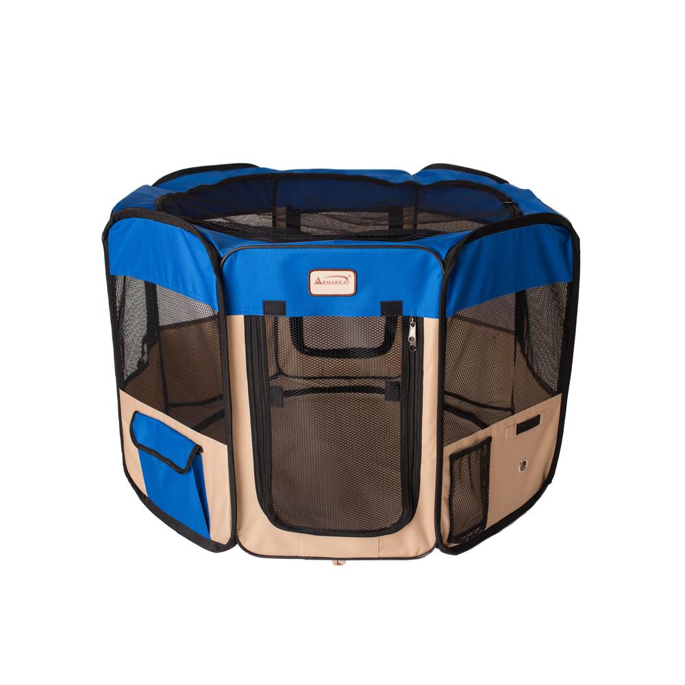 Portable Pet Playpen In Combo in Blue & Beige. Picture 8