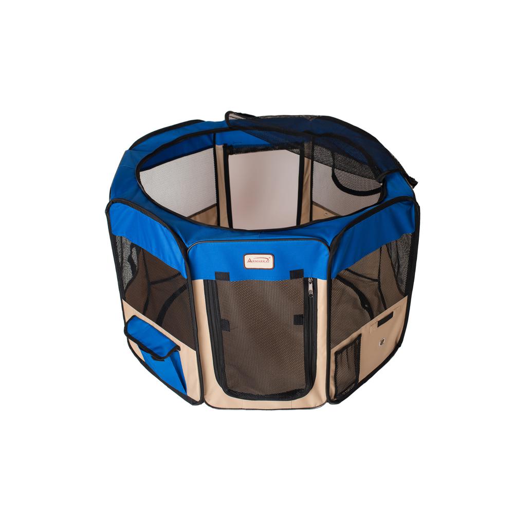 Portable Pet Playpen In Combo in Blue & Beige. Picture 7