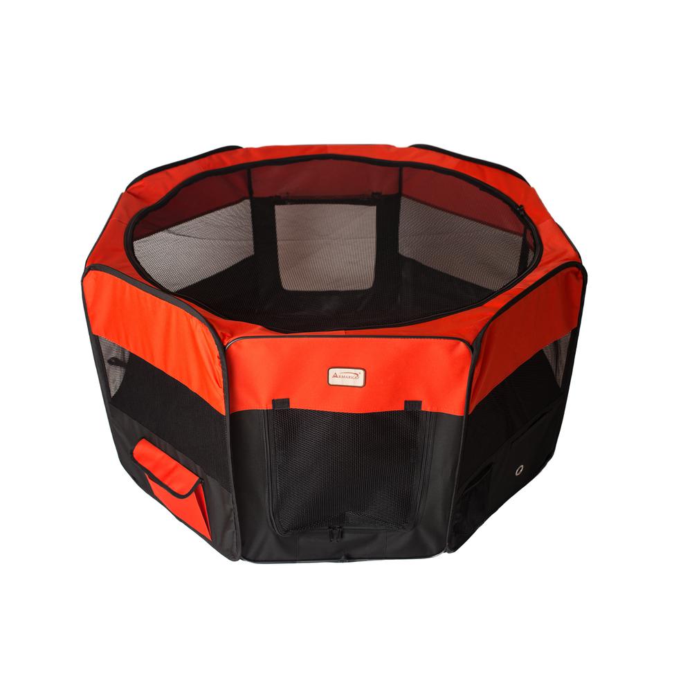 Portable Pet Playpen In Black And Red Combo Medium. Picture 8
