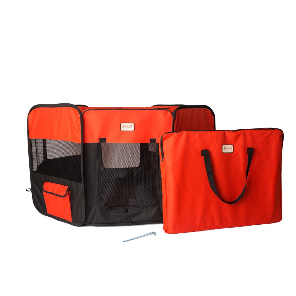 Portable Pet Playpen In Black And Red Combo Medium. Picture 1
