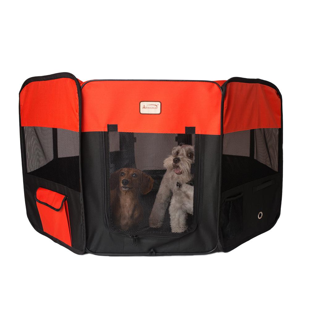 Portable Pet Playpen In Black And Red Combo Medium. Picture 4