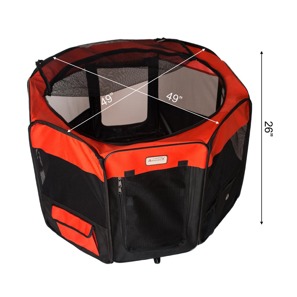 Portable Pet Playpen In Black And Red Combo Medium. Picture 5