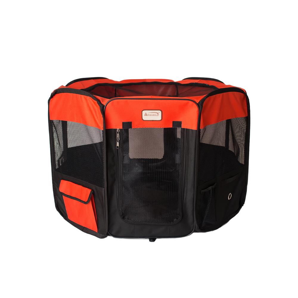 Portable Pet Playpen In Black And Red Combo Medium. Picture 6