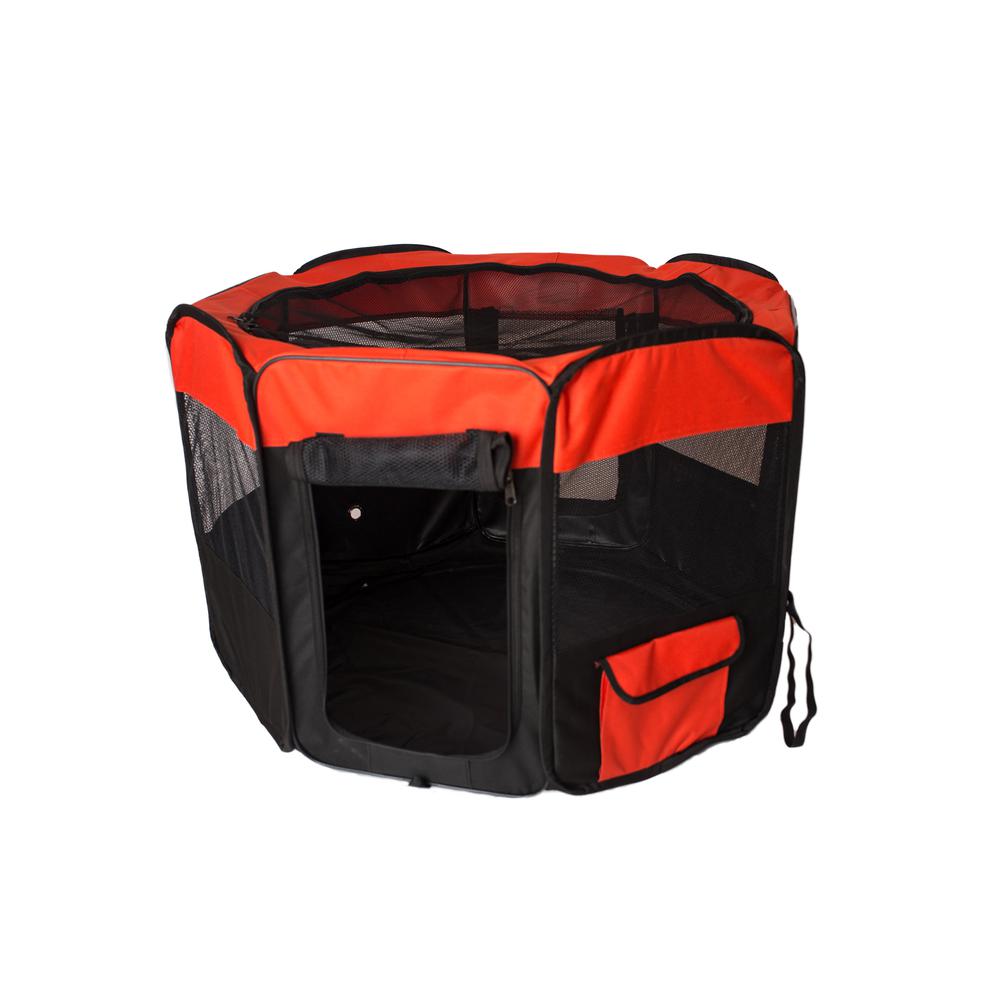 Portable Pet Playpen In Black And Red Combo Medium. Picture 7