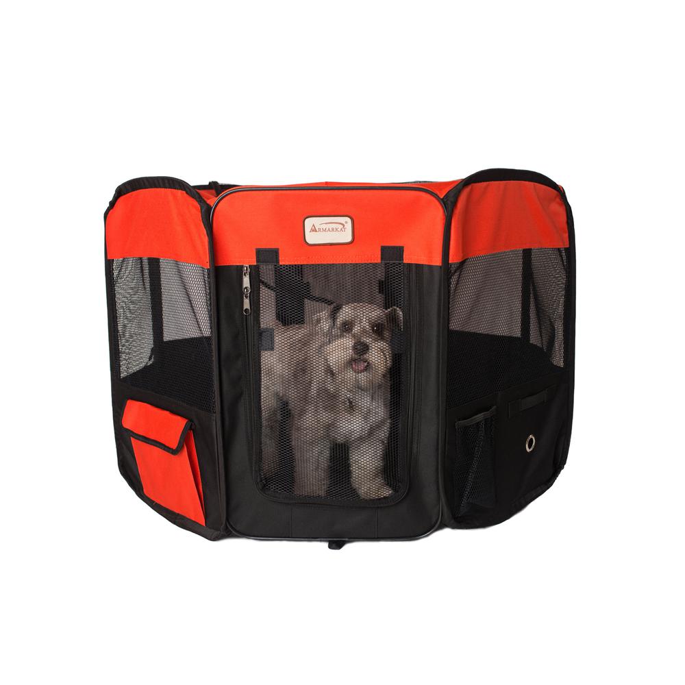 Portable Pet Playpen In Black And Red Combo Large. Picture 3