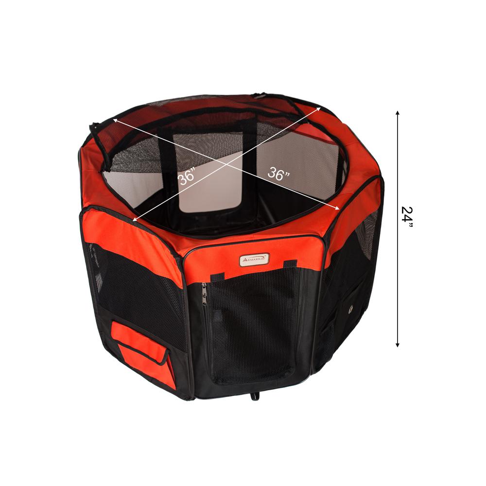 Portable Pet Playpen In Black And Red Combo Large. Picture 4