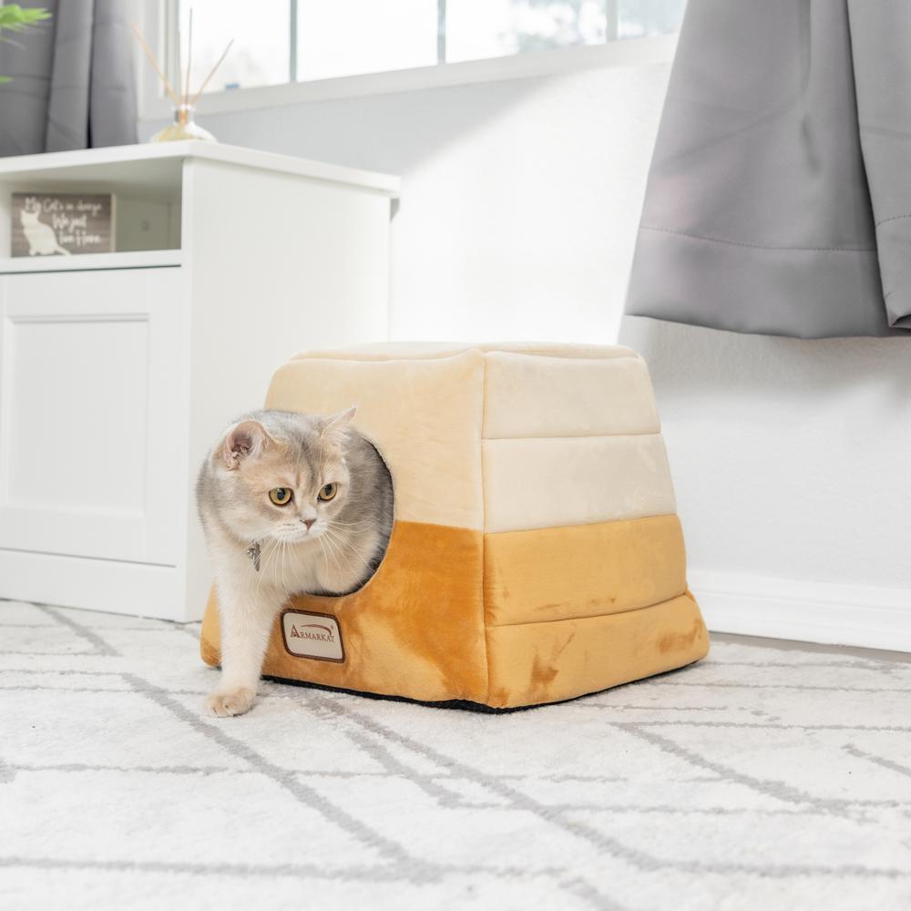 Armarkat 2-In-1 Cat Bed Cave Shape And cuddle Pet Bed, Brown/Beige. Picture 4