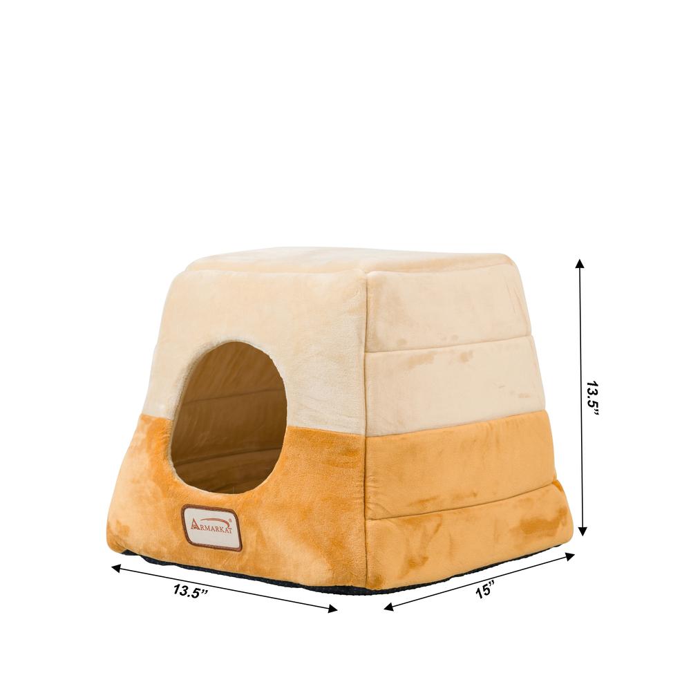 Armarkat 2-In-1 Cat Bed Cave Shape And cuddle Pet Bed, Brown/Beige. Picture 8