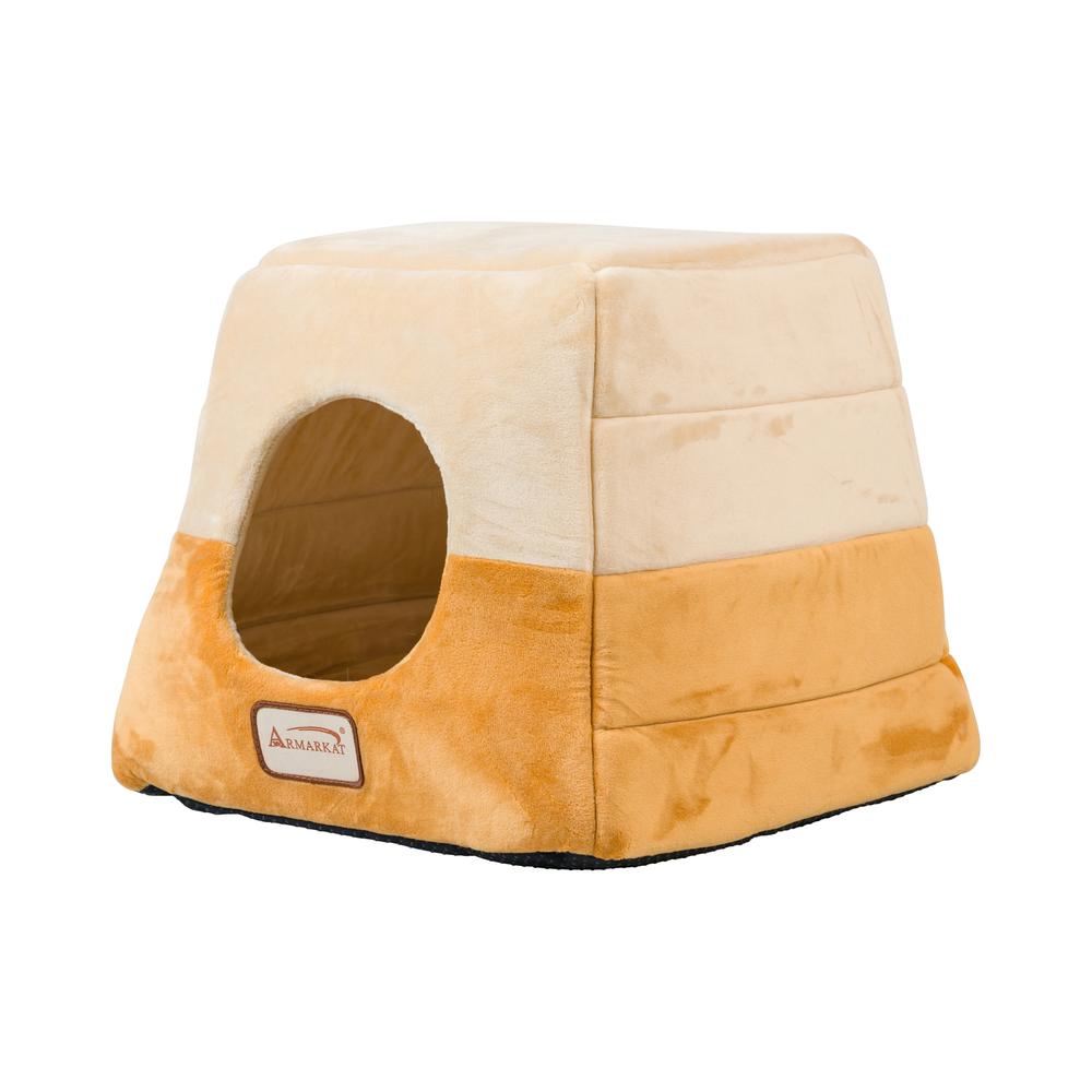 Armarkat 2-In-1 Cat Bed Cave Shape And cuddle Pet Bed, Brown/Beige. Picture 12