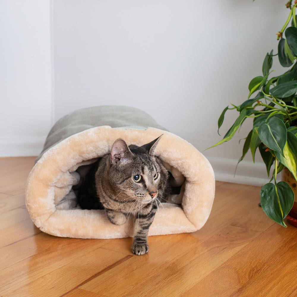 Cat Bed Sage Green & Beige. Picture 8