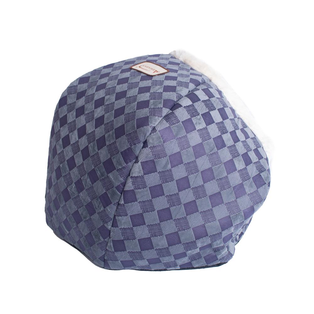 Cuddle Cave Cat Bed C44 For Cats & Puppy Dogs, Blue Checkered. Picture 11