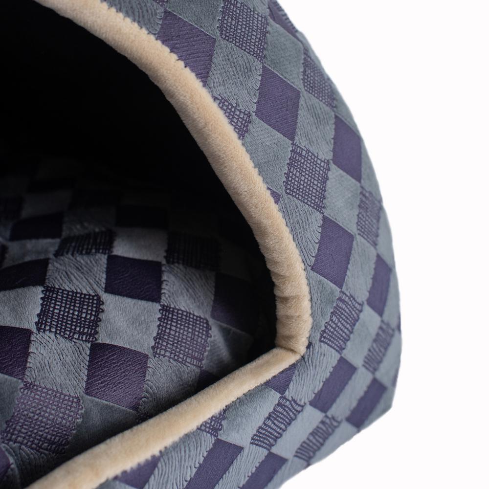 Cat Bed, Purple Gray Combo Checkered Pattern. Picture 2