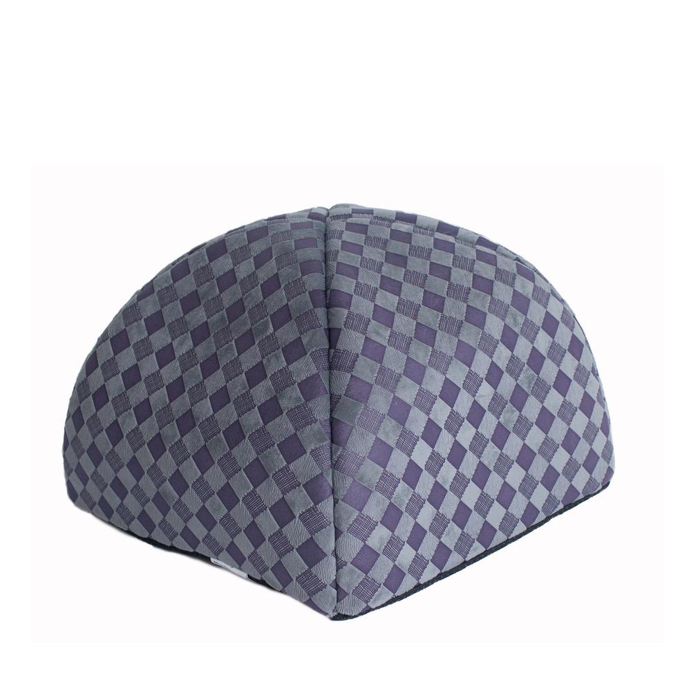 Cat Bed, Purple Gray Combo Checkered Pattern. Picture 11