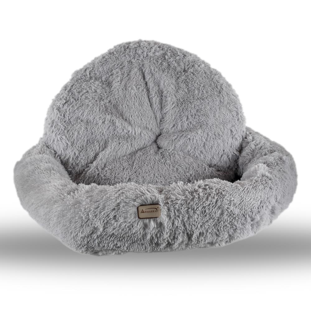 Armarkat Extra Large, Fluffy Gray Round Cat Bed - C71NHS. Picture 9