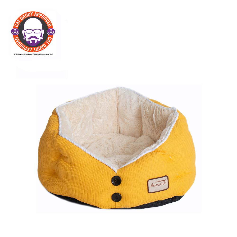 Cat Bed Gold Waffle And White. Picture 1