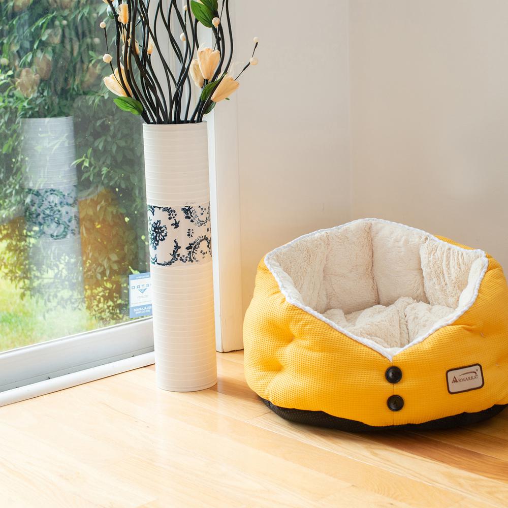 Cat Bed Gold Waffle And White. Picture 5