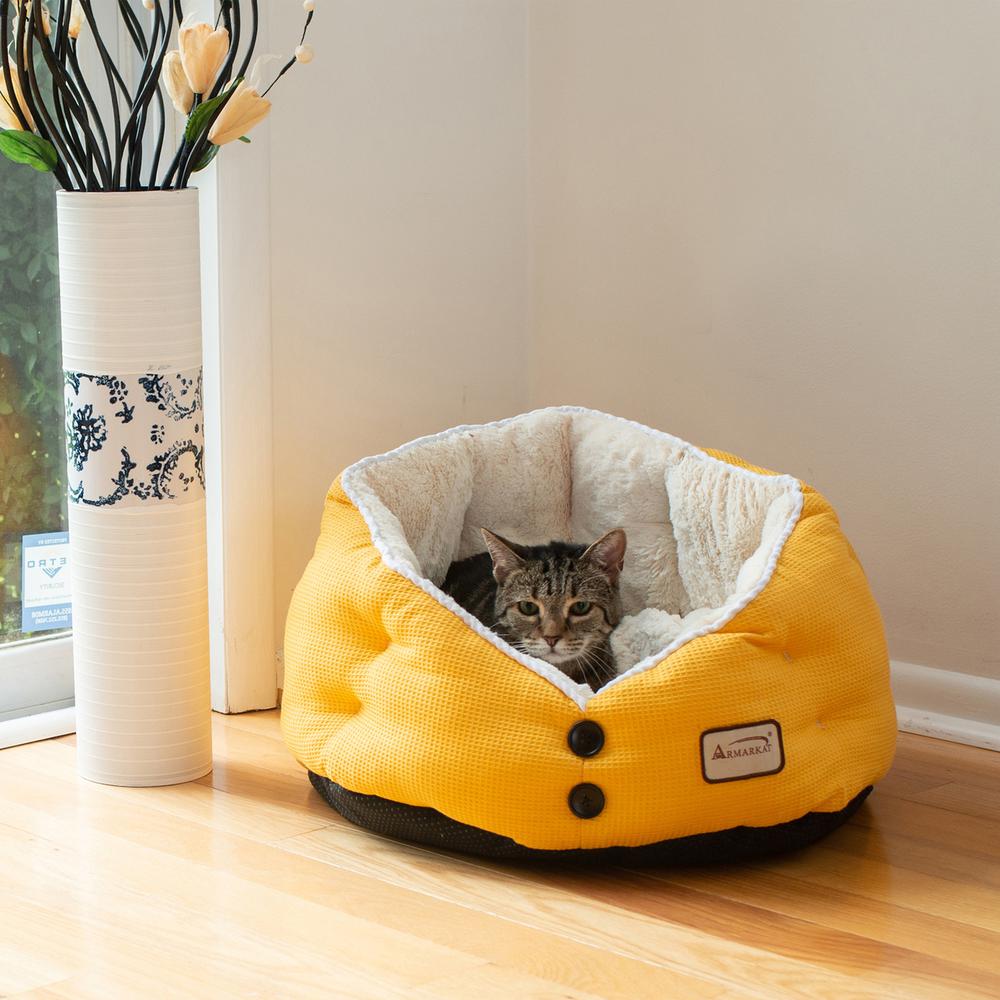 Cat Bed Gold Waffle And White. Picture 6