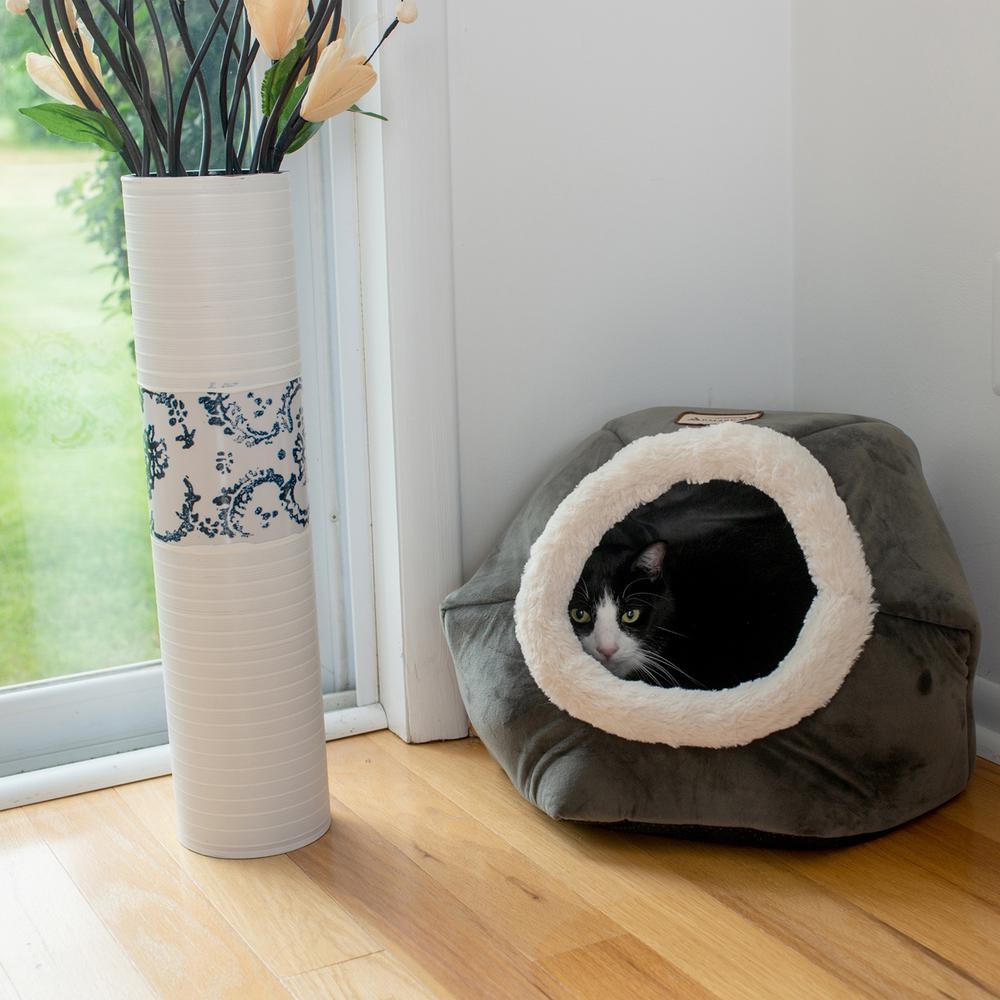 Armarkat Cat Bed Model C80CSH/MB Gray Velvet. Picture 2