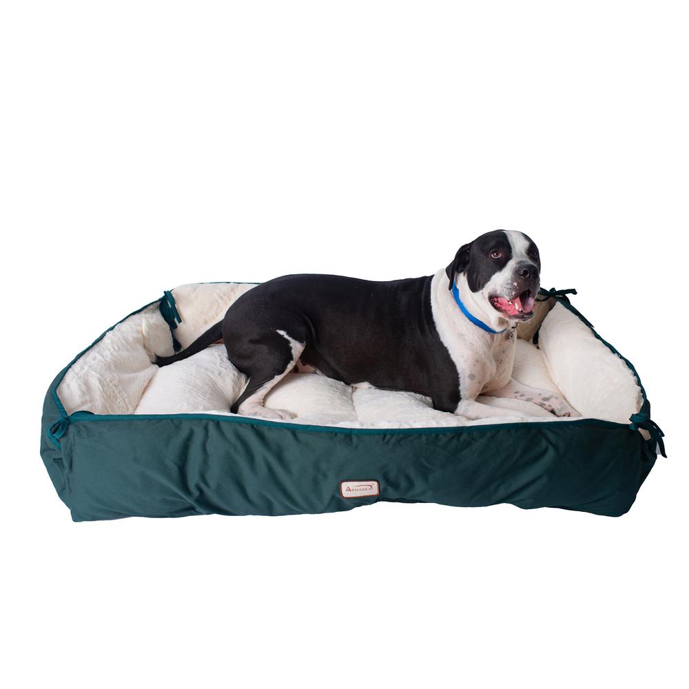 Large Laurel Green & Ivory Pet Bed And Mat. Picture 1